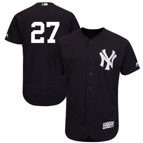 Yankees #27 Giancarlo Stanton Navy Blue Flexbase Authentic Collection Stitched MLB Jersey